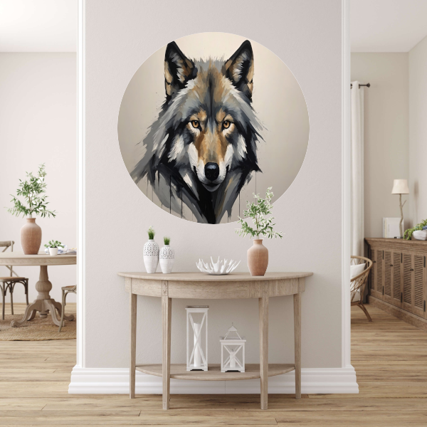 Essentie van de Wilde Geest - Wolvenportret aluminium muurcirkel