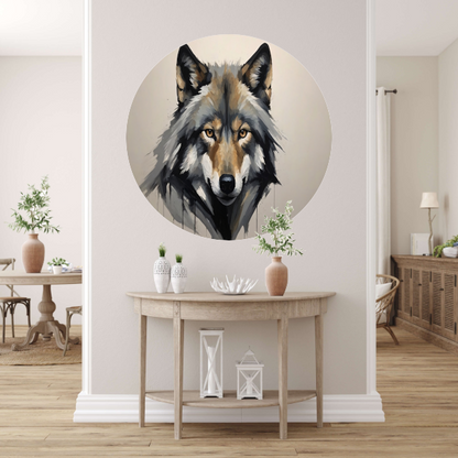 Essentie van de Wilde Geest - Wolvenportret aluminium muurcirkel
