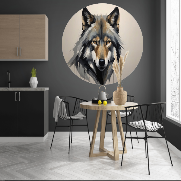 Essentie van de Wilde Geest - Wolvenportret aluminium muurcirkel
