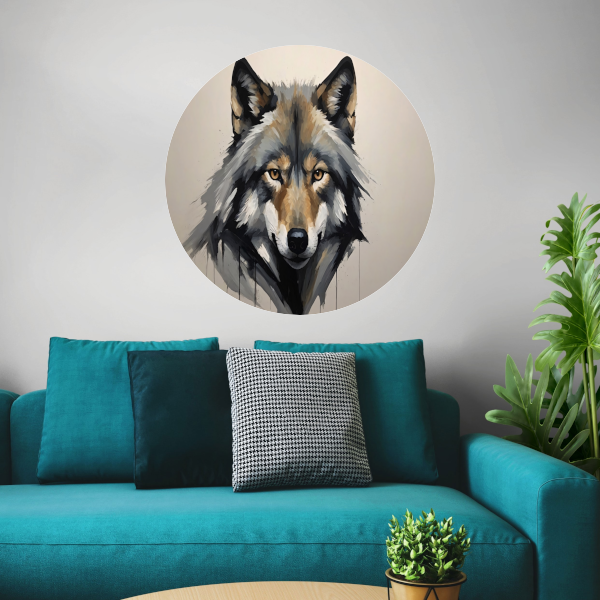 Essentie van de Wilde Geest - Wolvenportret aluminium muurcirkel