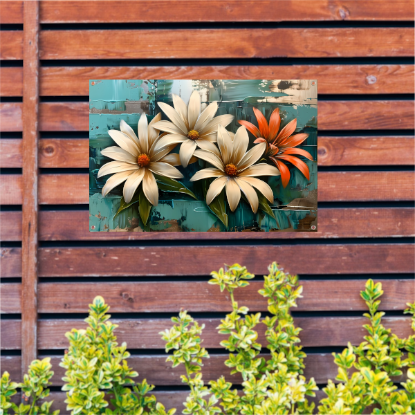 Abstracte bloemen met levendige kleuren tuinposter