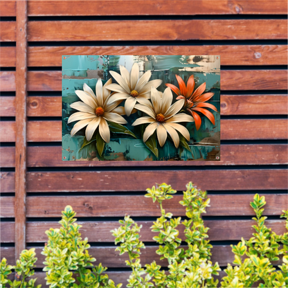 Abstracte bloemen met levendige kleuren tuinposter