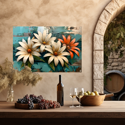 Abstracte bloemen met levendige kleuren tuinposter