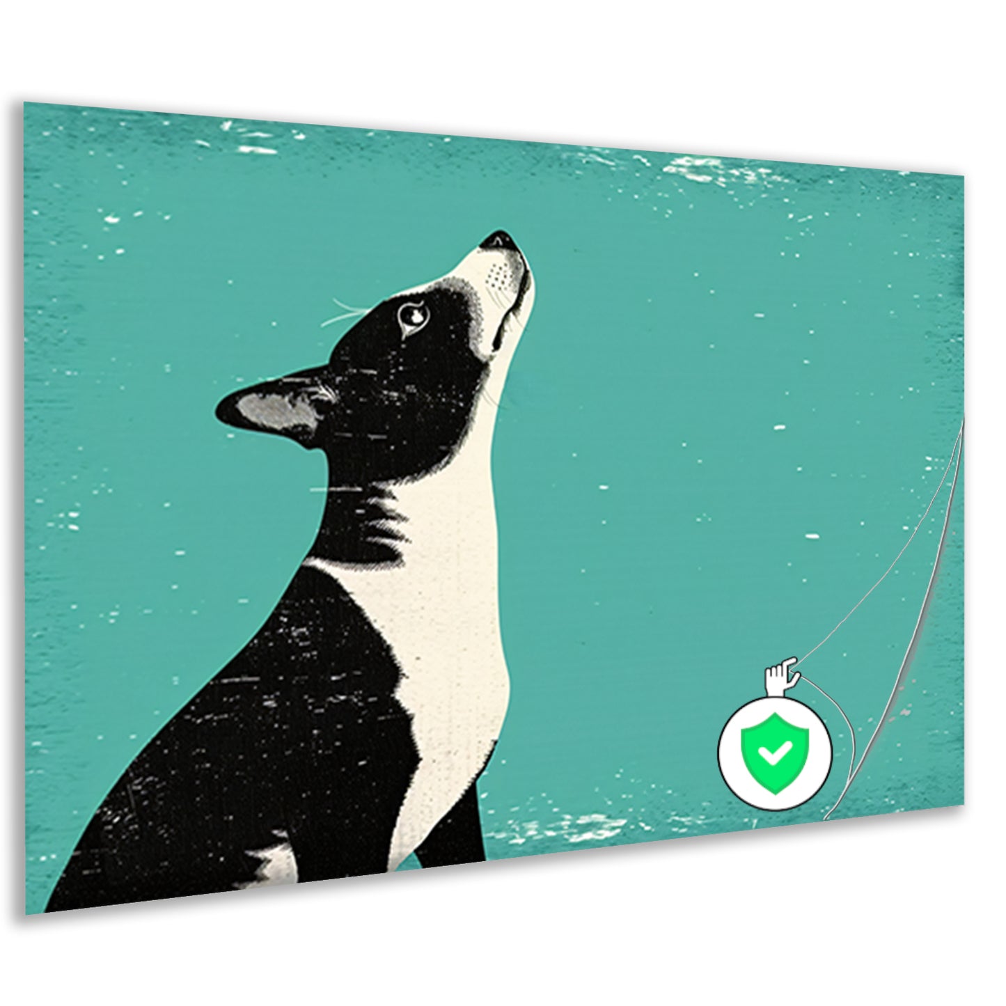 Minimalistische illustratie van een hond in kleur poster