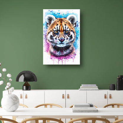 Kleurrijk tijgerportret in aquarelstijl poster