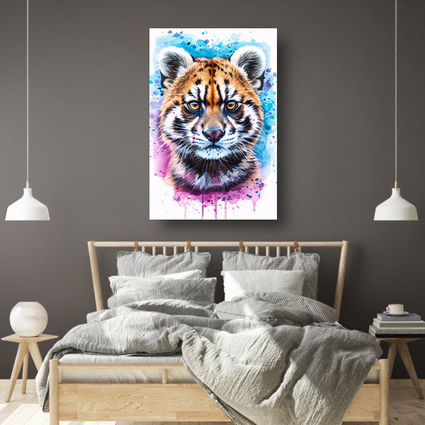 Kleurrijk tijgerportret in aquarelstijl poster