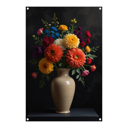 Levendige Vaas met Kleurrijke Bloemen Stilleven tuinposter