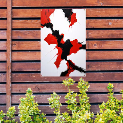Roodzwarte Abstractie van Dynamische Contrasten tuinposter