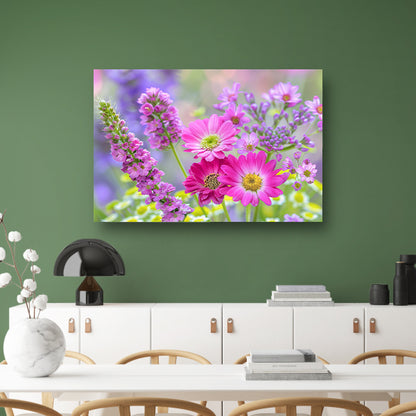 Kleurrijke bloemen in zachte focus acrylglas