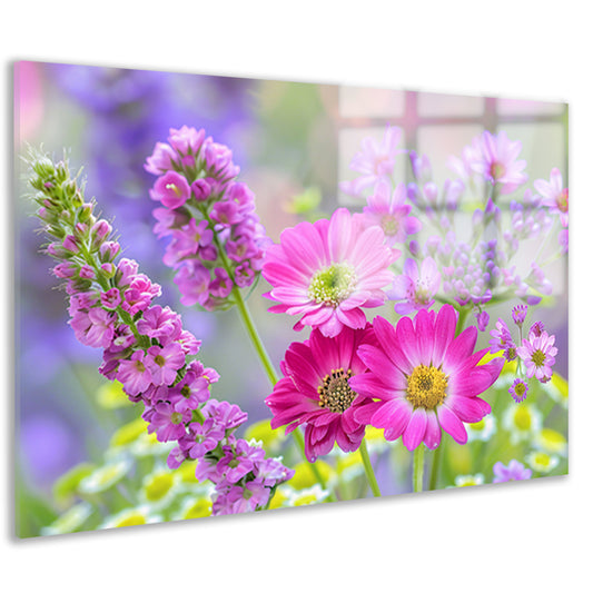 Kleurrijke bloemen in zachte focus acrylglas