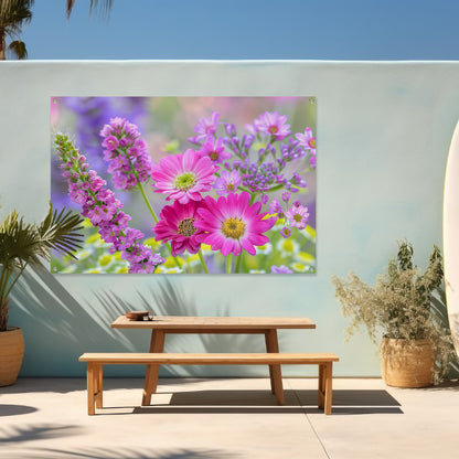 Kleurrijke bloemen in zachte focus tuinposter