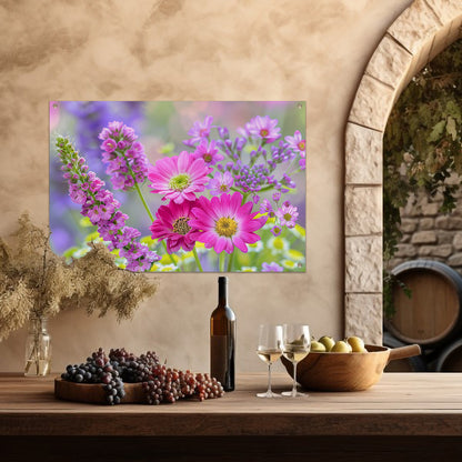 Kleurrijke bloemen in zachte focus tuinposter