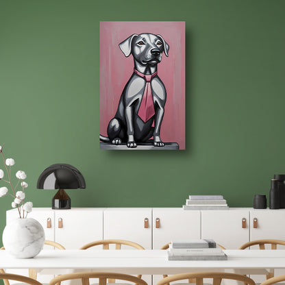 Elegante Hond met Roze Stropdas Kunst poster