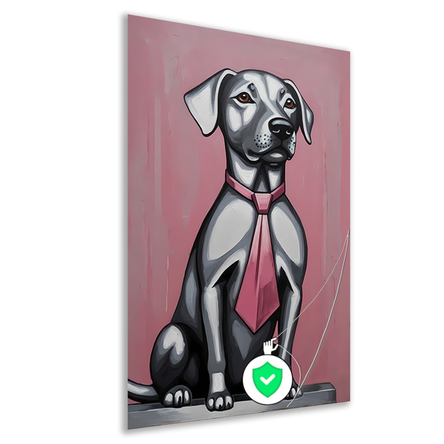 Elegante Hond met Roze Stropdas Kunst poster