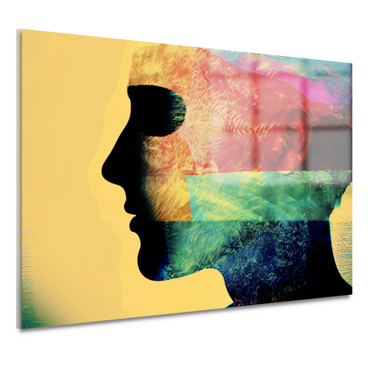 Complexiteit van menselijke emoties gevangen in kleur acrylglas