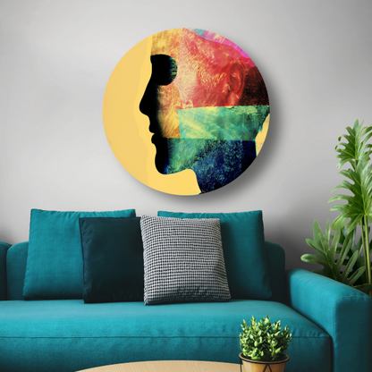Complexiteit van menselijke emoties gevangen in kleur aluminium muurcirkel