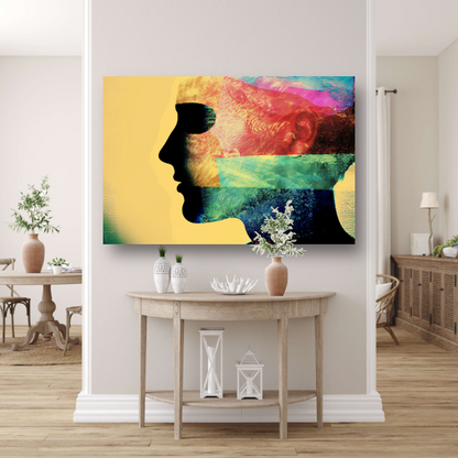 Complexiteit van menselijke emoties gevangen in kleur acrylglas