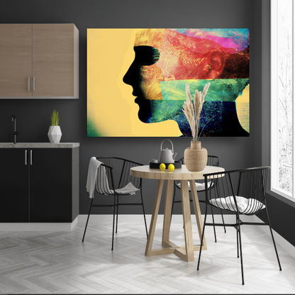 Complexiteit van menselijke emoties gevangen in kleur acrylglas