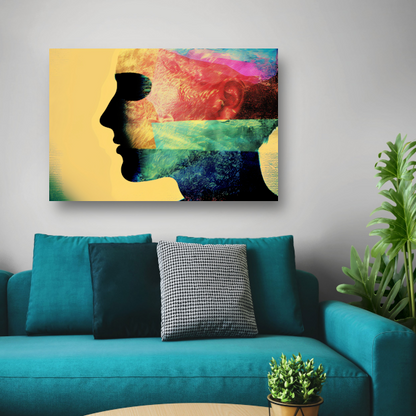 Complexiteit van menselijke emoties gevangen in kleur acrylglas