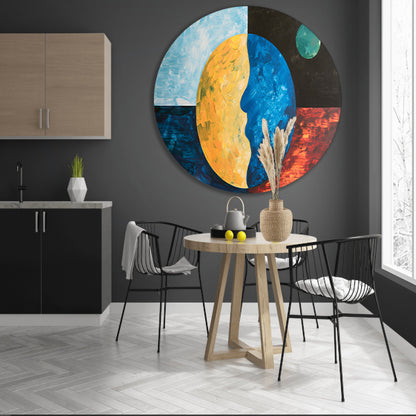 Abstracte weergave van aarde en maan aluminium muurcirkel