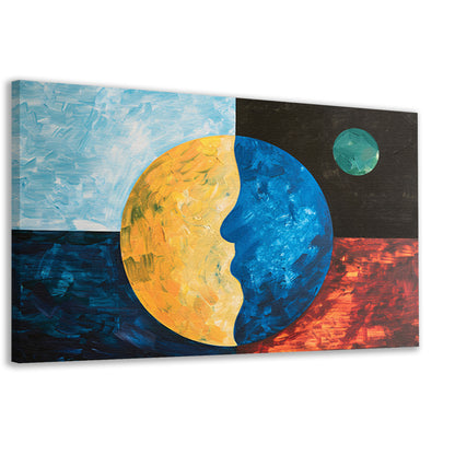Abstracte weergave van aarde en maancanvas