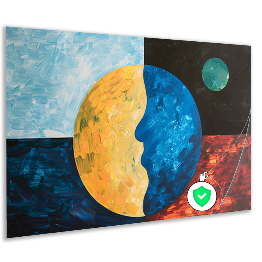 Abstracte weergave van aarde en maan poster