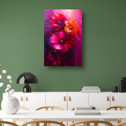 Kleurrijke abstracte bloemen kunst op canvas canvas