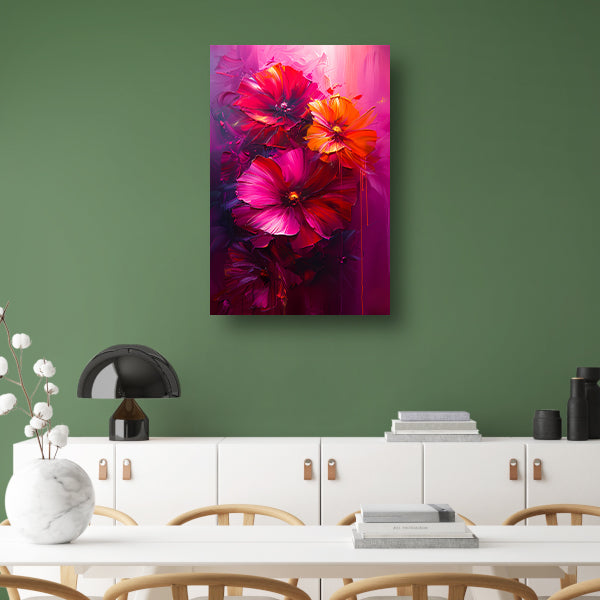 Kleurrijke abstracte bloemen kunst op canvas canvas met baklijst