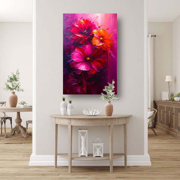 Kleurrijke abstracte bloemen kunst op canvas canvas met baklijst