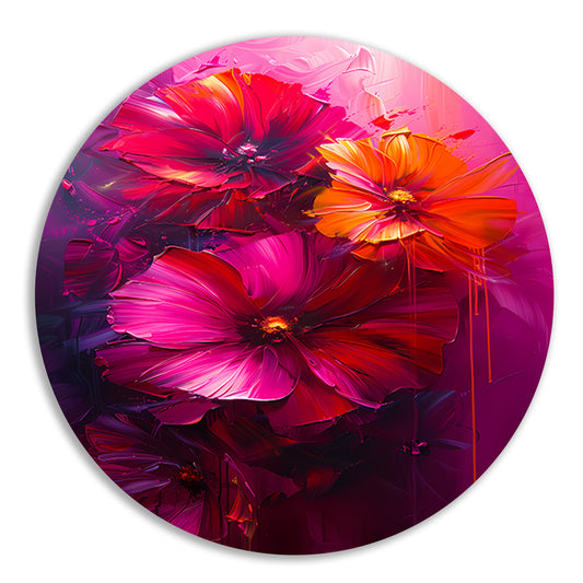 Kleurrijke abstracte bloemen kunst forex muurcirkel