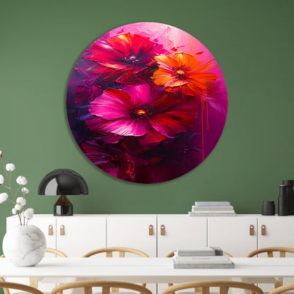 Kleurrijke abstracte bloemen kunst forex muurcirkel