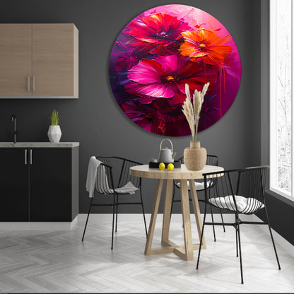 Kleurrijke abstracte bloemen kunst forex muurcirkel