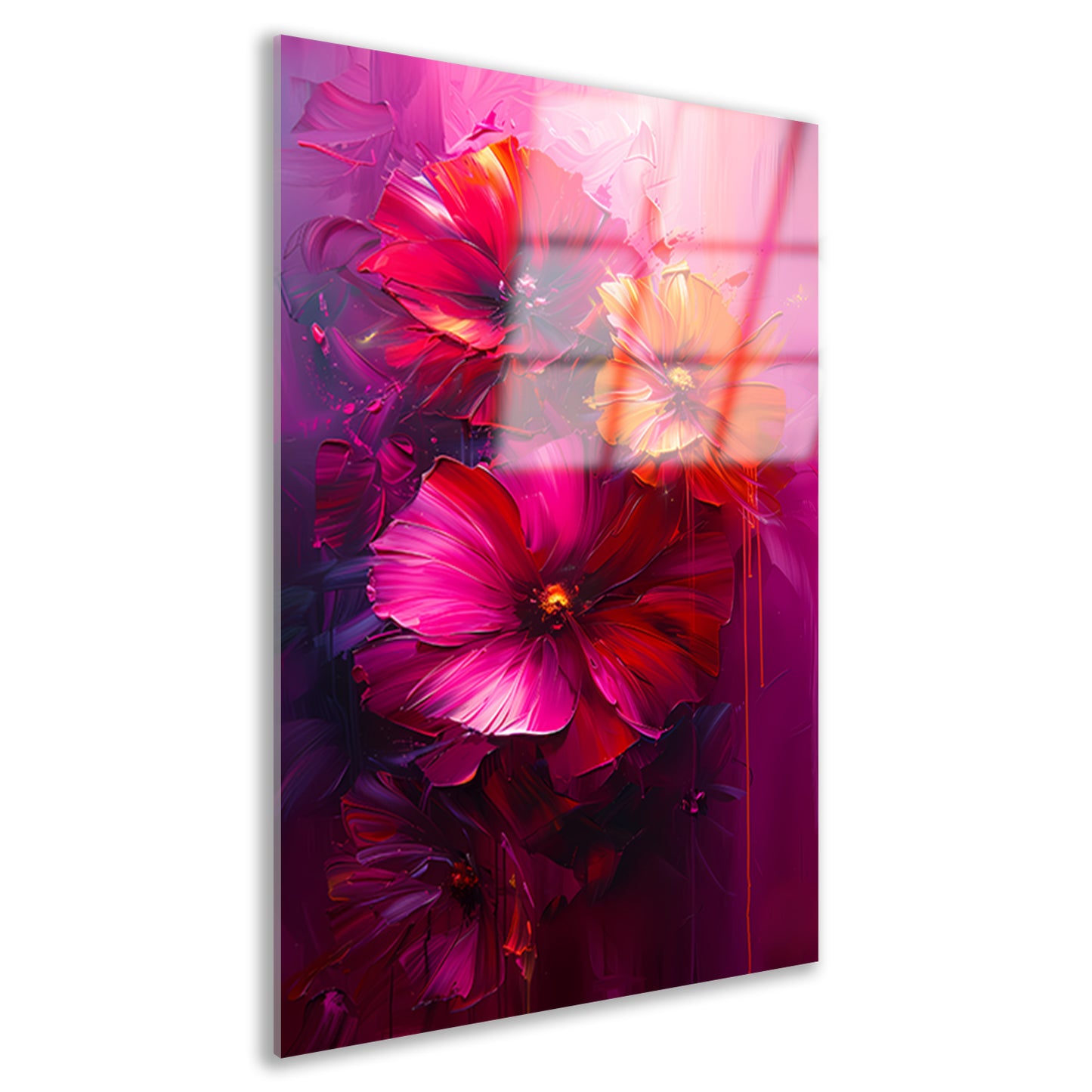 Kleurrijke abstracte bloemen kunst op canvas acrylglas