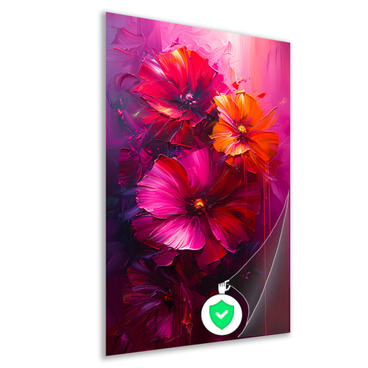 Kleurrijke abstracte bloemen kunst op canvas poster