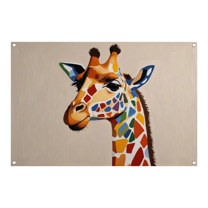 Levendige Popart Giraffe met Kleurrijke Vlekken tuinposter