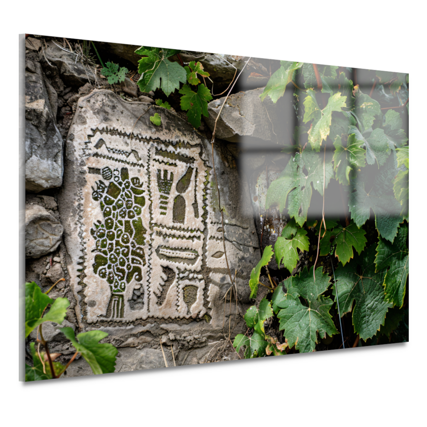 Steen met Natuurpatronen en Groen acrylglas