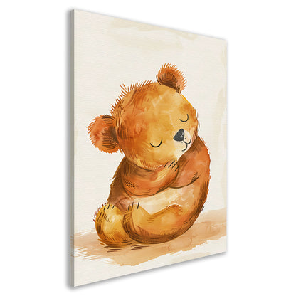 Aquarel schilderij van slapende beer canvas