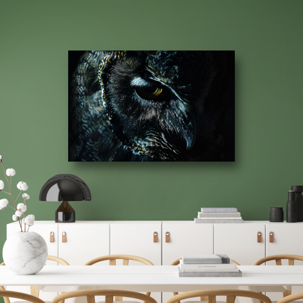 De Mystieke Glans van een Uilen Oog canvas met baklijst