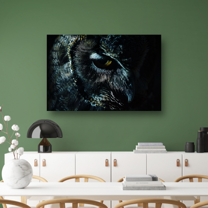 De Mystieke Glans van een Uilen Oog canvas met baklijst