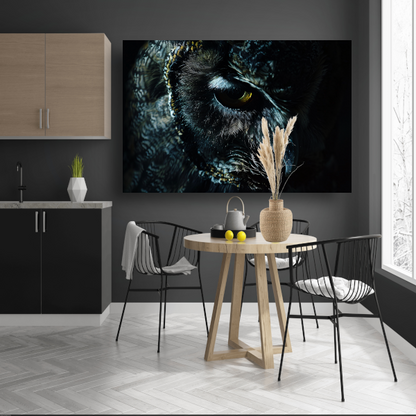 De Mystieke Glans van een Uilen Oog canvas met baklijst
