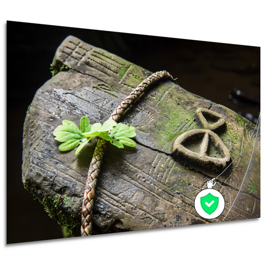 Plant groeit uit holle boomstam poster