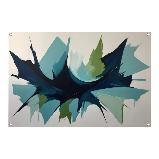 Dynamic Abstract Symphony in Blue and Green tuinposter