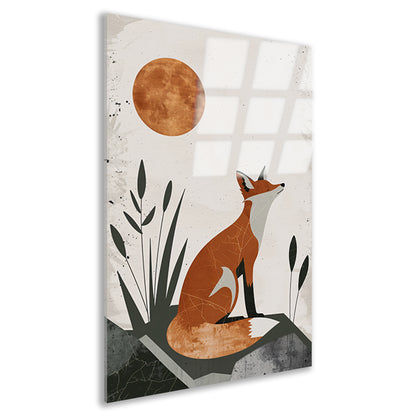 Minimalistische Vos in Rustgevende Aardetinten acrylglas
