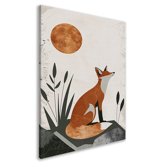 Minimalistische Vos in Rustgevende Aardetinten canvas