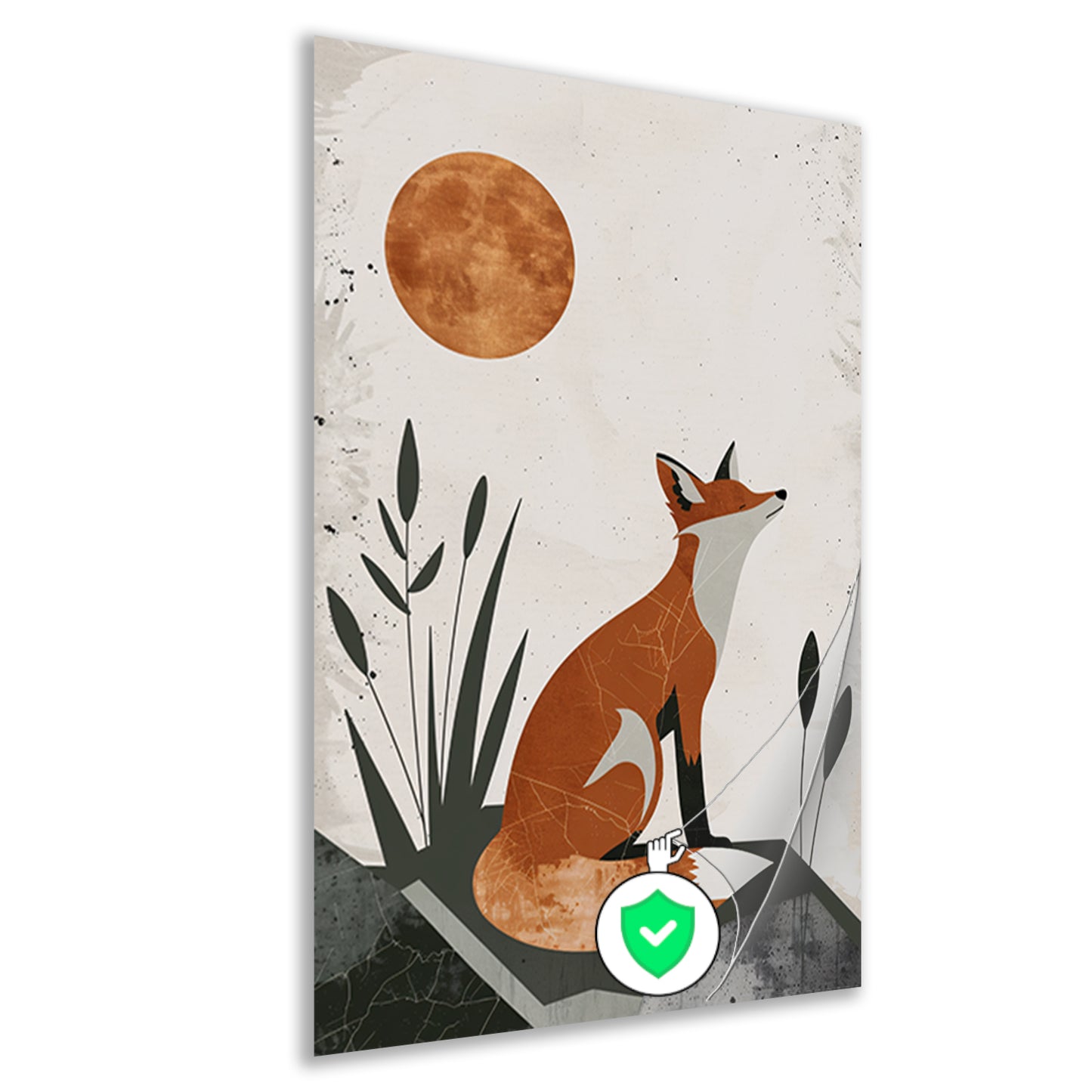 Minimalistische Vos in Rustgevende Aardetinten poster