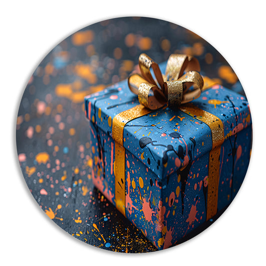 Minimalistisch Cadeau met Gouden Lint aluminium muurcirkel