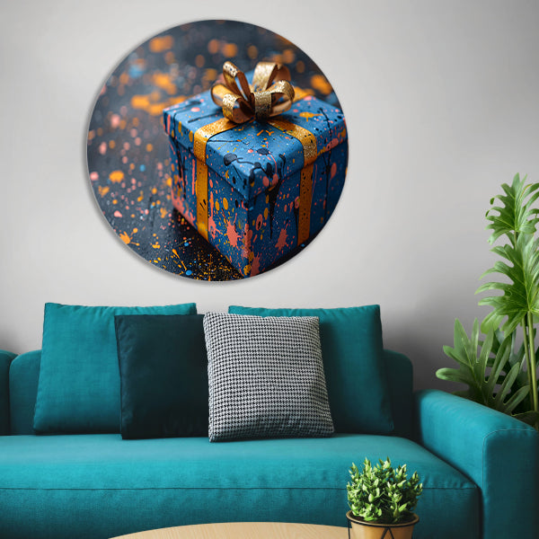 Minimalistisch Cadeau met Gouden Lint aluminium muurcirkel