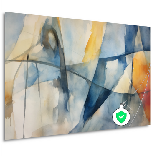 Aquarel compositie in blauw, geel en wit poster