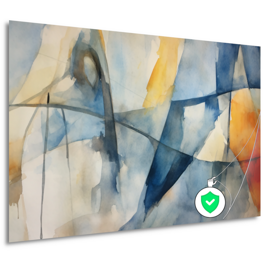 Aquarel compositie in blauw, geel en wit poster
