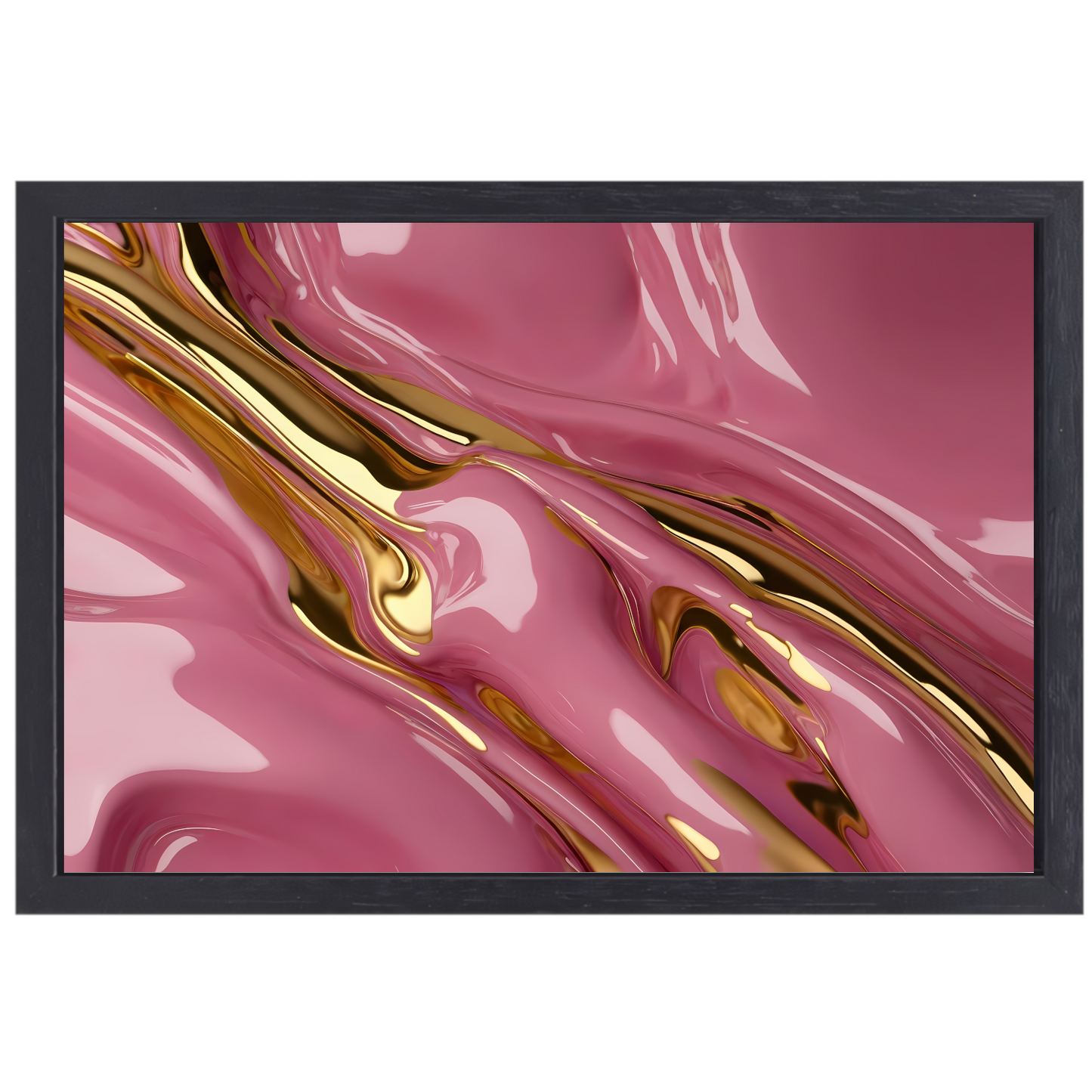 Gouden Glans over Roze Abstractie canvas met baklijst